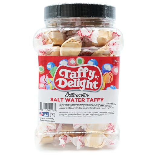 Taffy Delight Butterscotch Salt Water Taffy 16oz Jar