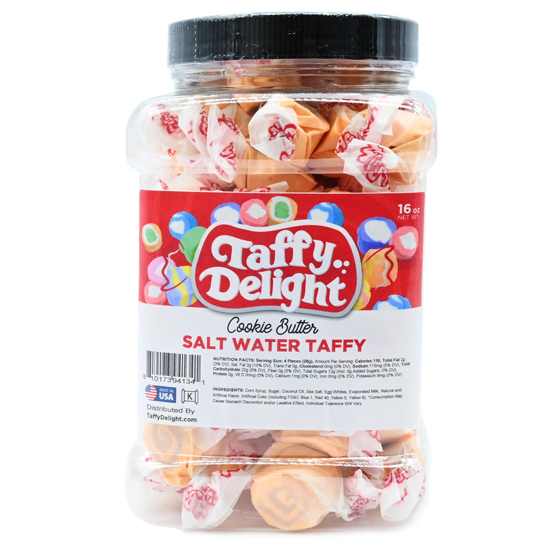 Taffy Delight Cookie Butter Salt Water Taffy 16oz Jar