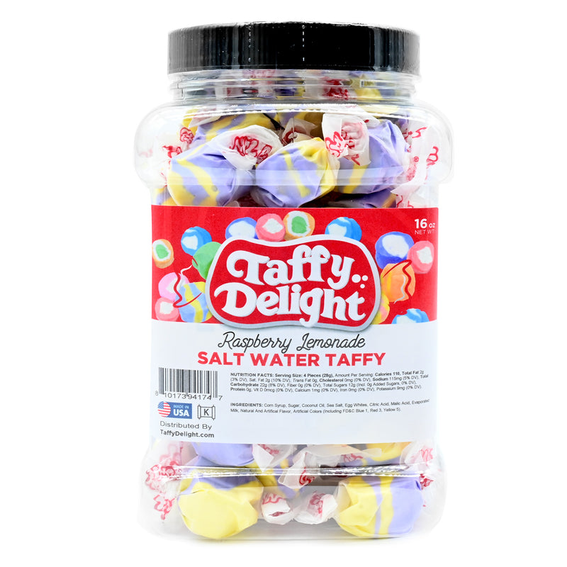 Taffy Delight Raspberry Lemonade Salt Water Taffy 16oz Jar