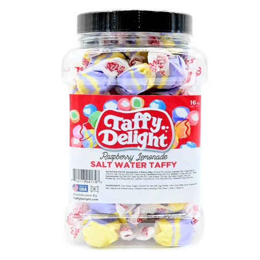 Taffy Delight Raspberry Lemonade Salt Water Taffy 16oz Jar