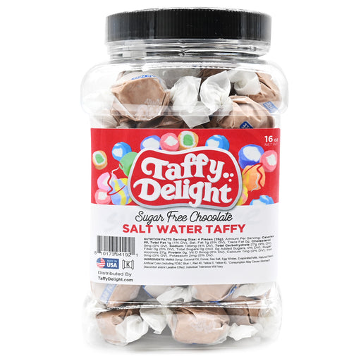 Taffy Delight Sugar Free Chocolate Salt Water Taffy 16oz Jar
