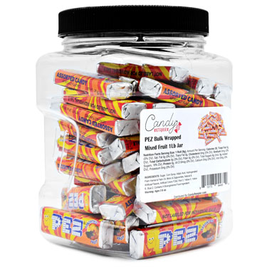 Candy Retailer PEZ Bulk Wrapped Mixed Fruit 1Lb Jar