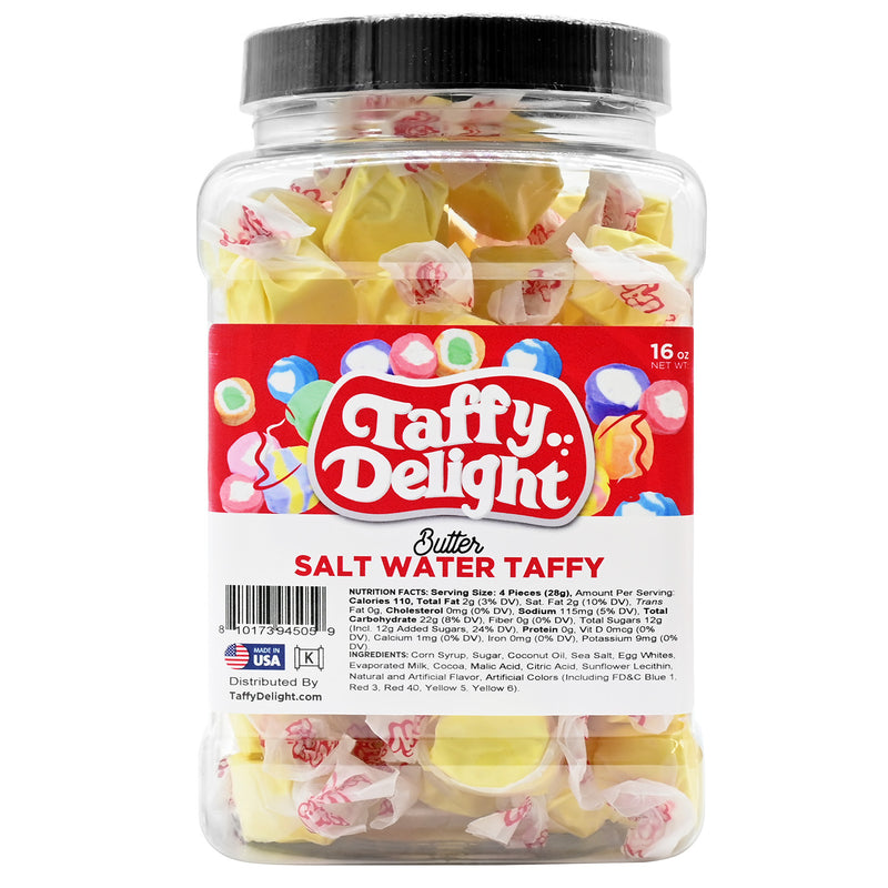 Taffy Delight Butter Salt Water Taffy 16oz Jar