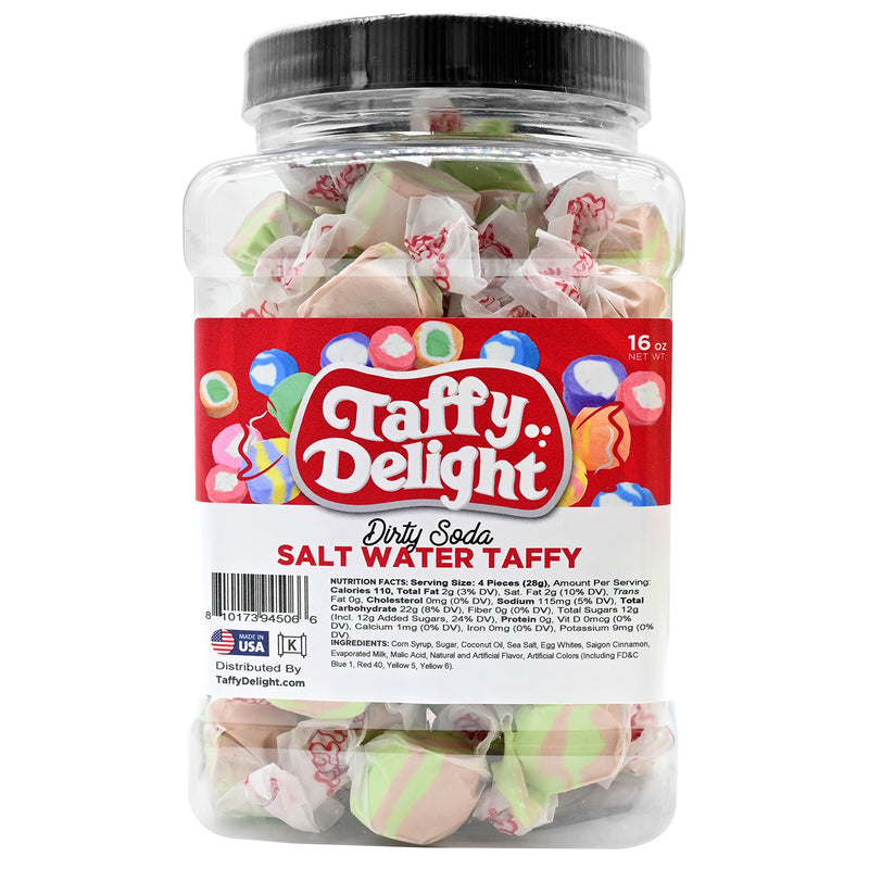 Taffy Delight Dirty Soda Salt Water Taffy 16oz Jar