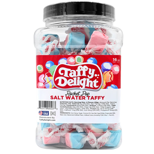 Taffy Delight Rocket Pop Salt Water Taffy 16oz Jar