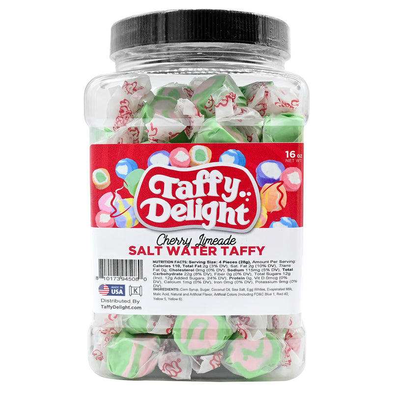 Taffy Delight Cherry Limeade Salt Water Taffy 16oz Jar