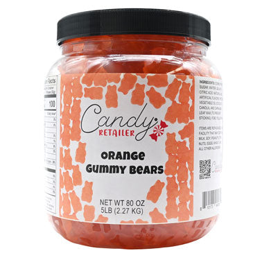 Candy Retailer Gummy Bears Orange 5 Lb Jar