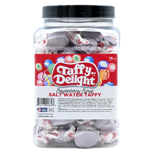 Taffy Delight Boysenberry Syrup Salt Water Taffy 16oz Jar