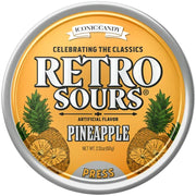Retro Sours Pineapple Hard Tangy Candy, 2.12oz Tin