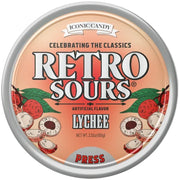 Retro Sours Lychee Hard Tangy Candy, 2.12oz Tin