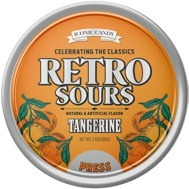 Retro Sours Tangerine Hard Tangy Candy, 2.12oz Tin