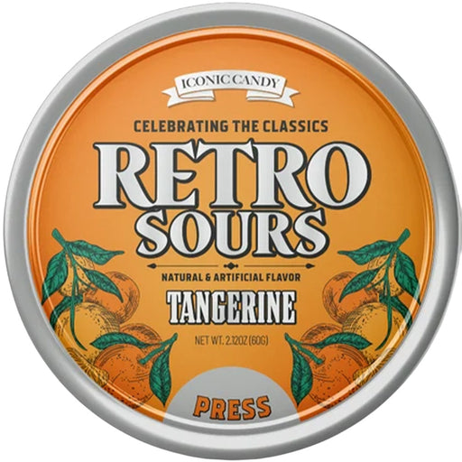 Retro Sours Tangerine Hard Tangy Candy, 2.12oz Tin