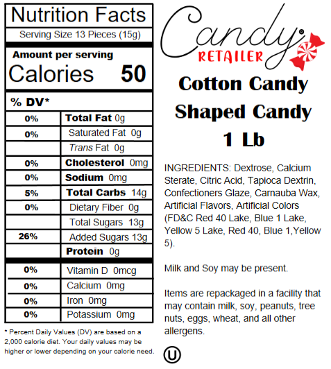 Concord Cotton Candy Coated Candy 1lb