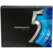 5 Gum Peppermint Cobalt Sugar Free Chewing Gum, 15 Sticks 10 Pack