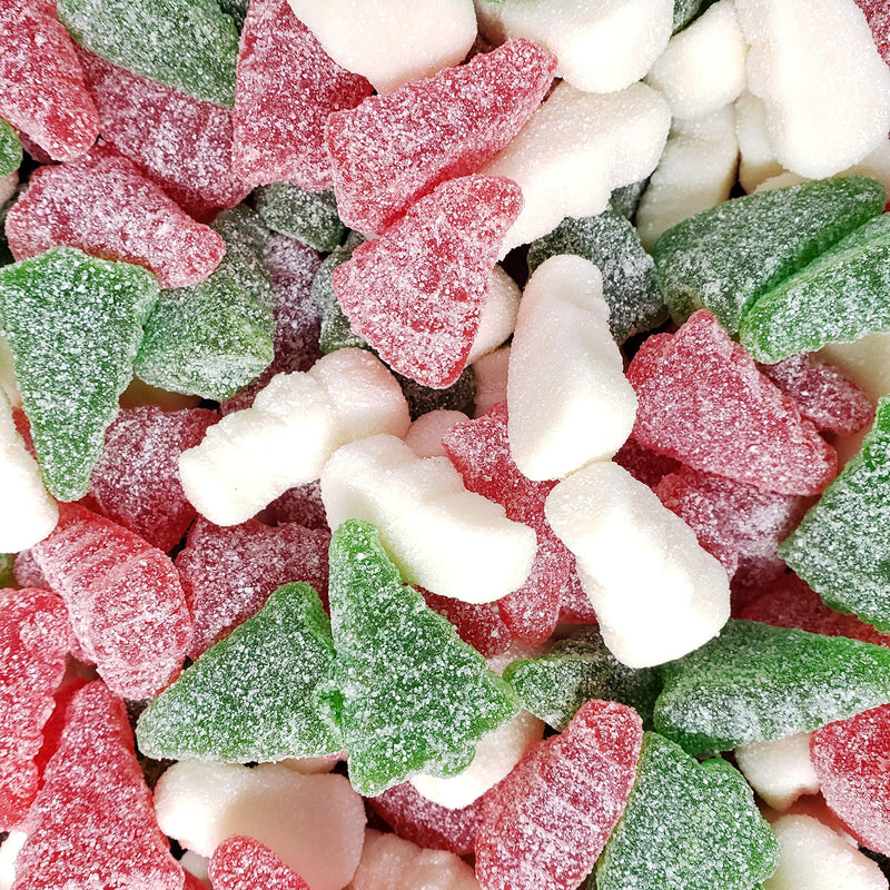 Albanese Christmas Sanded Gummi Trees and Snowmen 1lb