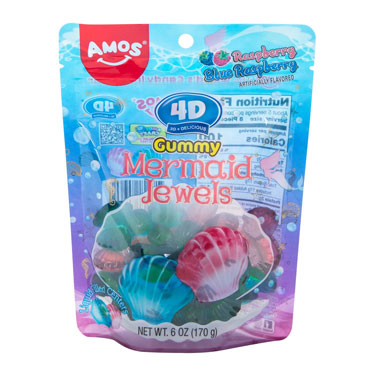 Amos 4D Gummy Mermaid Jewels 6oz Bag