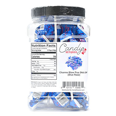 Candy Retailer Charms Blow Pop Blue Razz Berry 24ct Jar - CandyRetailer.com