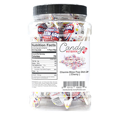 Candy Retailer Charms Blow Pop Cherry 24ct Jar