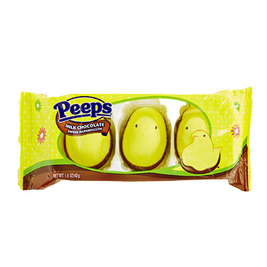 Peeps Easter Milk Chocolate Dipped Marshmallow Yellow Chicks 3ct 1.5oz Box