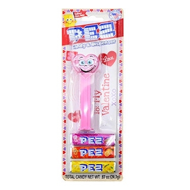 PEZ Valentines Crystal Silly Heart Dispenser with Candy Rolls