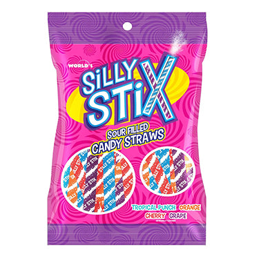Silly Stix Sour Powder Filled Candy Straws 2.75oz Bag