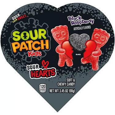 Sour Patch Kids Sour Hearts Black Raspberry 3.45oz Heart Box ...