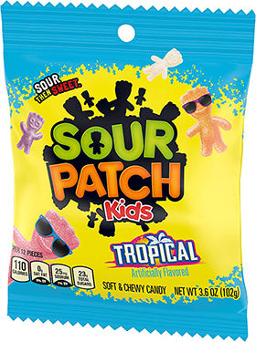 Sour Patch Kids Tropical 3.6oz Bag Expires September 19th 2026