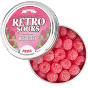 Retro Sours Raspberry Hard Tangy Candy, 2.12oz Tin, 8 Pack Box