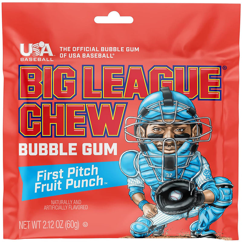 Big League Chew First Pitch Fruit Punch Bubble Gum, 2.12 oz, 12 Pack Box