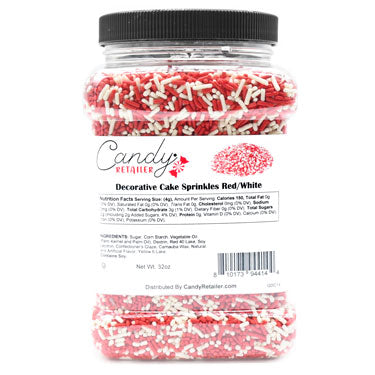 Candy Retailer Decorative Cake Sprinkles Red and White 32oz