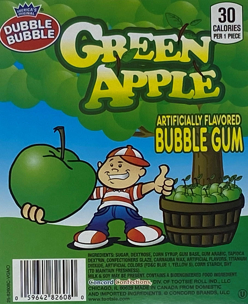 Dubble Bubble 1 Inch Gumballs Green Apple 850 Count Case