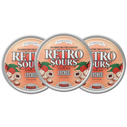 Retro Sours Lychee Hard Tangy Candy, 2.12oz Tin, 8 Pack Box