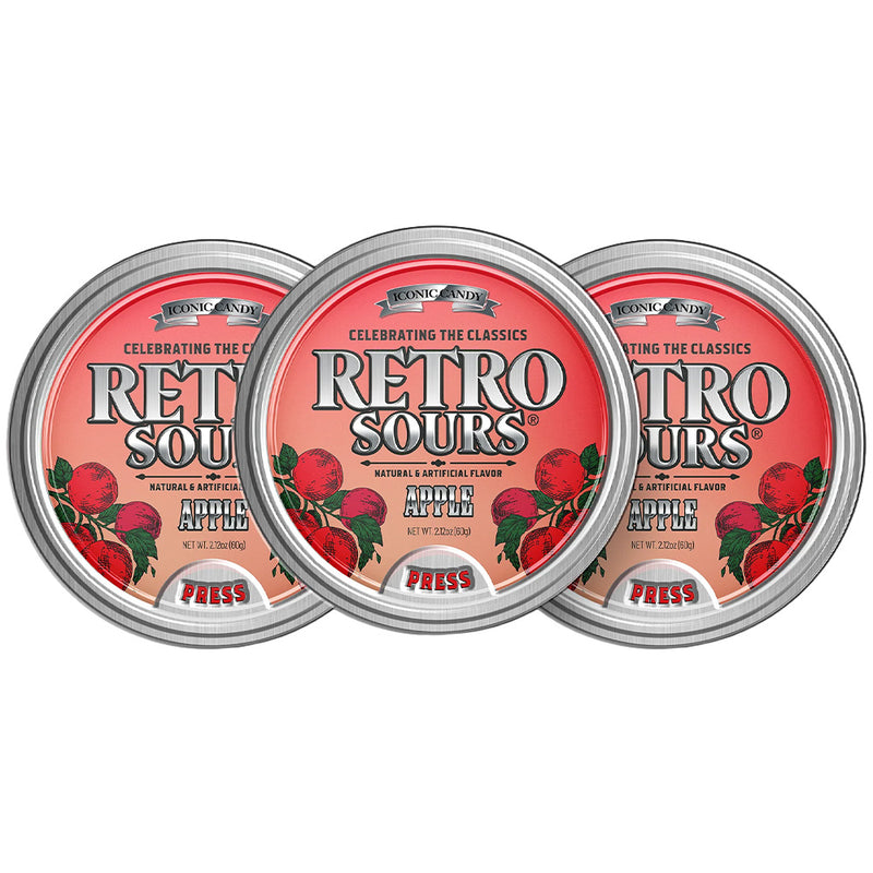 Retro Sours Red Apple Hard Tangy Candy, 2.12oz Tin
