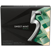 5 Gum Sweet Mint Maze Sugar Free Chewing Gum, 15 Sticks 10 Pack