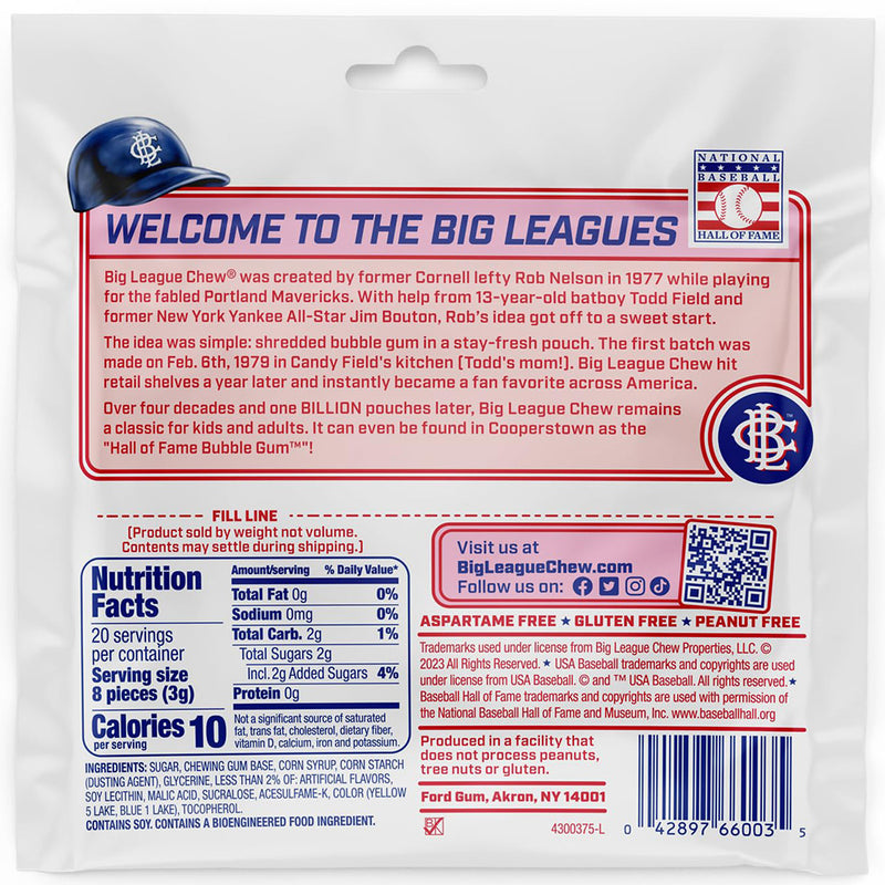 Big League Chew Wild Pitch Watermelon Bubble Gum, 2.12 oz, 12 Pack Box