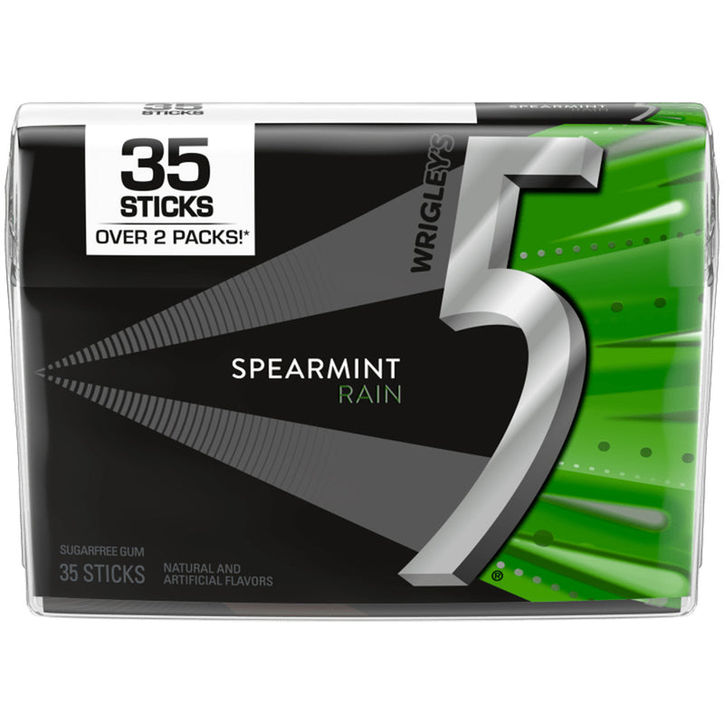 5 Gum Rain Spearmint Sugar Free Chewing Gum, 35 Sticks 6 Pack