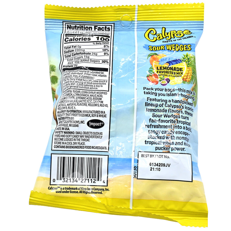 Calypso Sour Wedges Lemonade Favorites Mix 4.5oz Bag