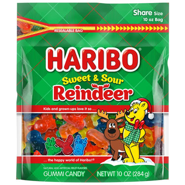 Haribo Holiday Sweet and Sour Reindeer 10oz Bag