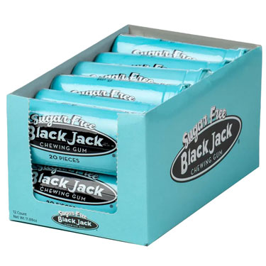 Black Jack Sugar Free Chewing Gum Tubes 12ct Box