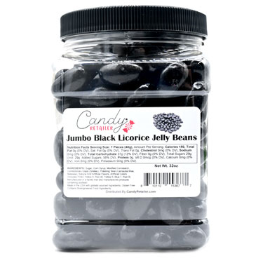 Candy Retailer Jumbo Jelly Beans Black Licorice 2 Lb