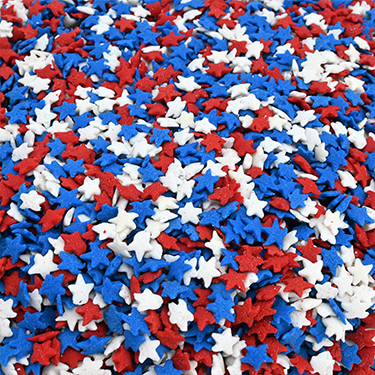 Kerry Red White and Blue Star Shape Sprinkles 1oz