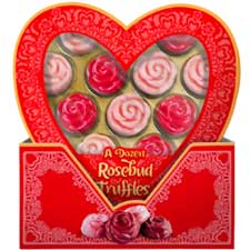 Alberts Valentines Day A Dozen Chocolaty Rosebud Truffles In a Heart Box 4.23oz